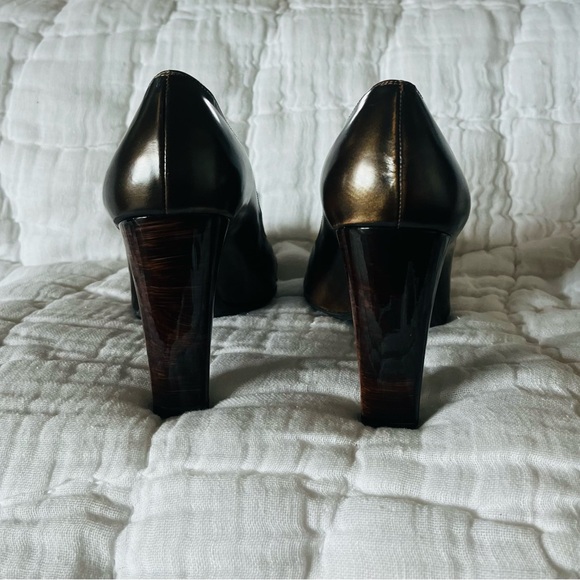 Stuart Weitzman Dark Brown Peep-Toe Heels - Picture 4 of 5